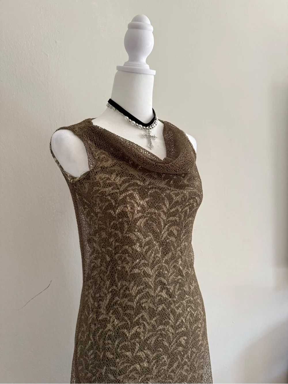 Sleeveless Silk 100% Cowl Neck Dress - Picture 1 of 8